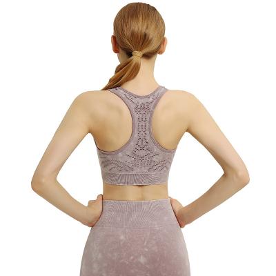 China New Style Wolesale Beauty Gathered Shockproof Back Mesh Fitness Running Yoga Wear Breathable Washable Seamless Sports Bra Tops for sale