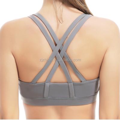 China Antibacterial Women's High Support Cross Color Firm Fitness Yoga Back Wireless Sports Bra for sale