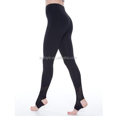 China High Waist Antibacterial Women's Foot Stirrup Sports Leggings Tights Yoga Mesh Pants for sale