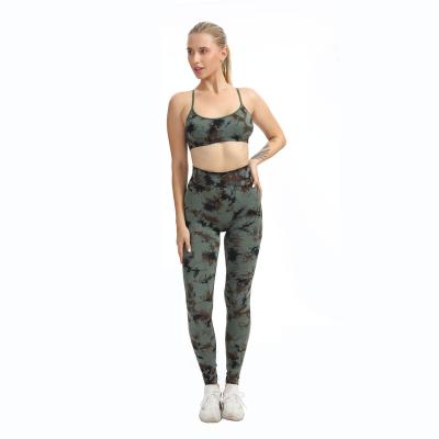 China QUICK DRY Factory Custom 2 Pcs Women Sports Wear Sets Camouflage Seamless Breathable Bra And Casual Legging Sports Set For Women for sale