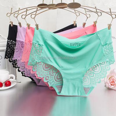 China New Anti-static Ultra-thin Women's Traceless Seamless Underwear Women Lace Up Panties Briefs for sale