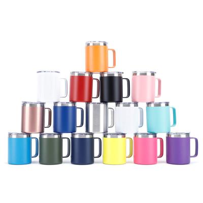 China Customized Viable 12oz Coffee Tumbler 304 Stainless Steel Vacuum Insulated Coffee Mug With Handle And Lid for sale