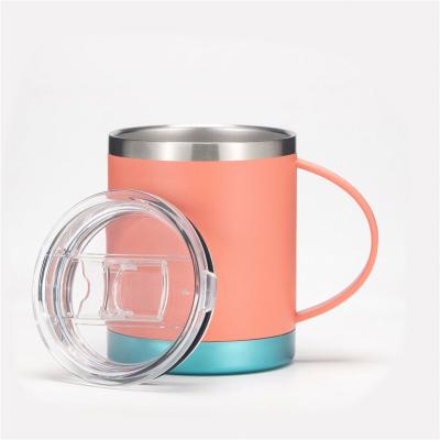 China Full Sustainable Printing 350ml Coffee Mug With Insulated Double Wall 18/8 Stainless Steel Travel Tumbler Handle for sale