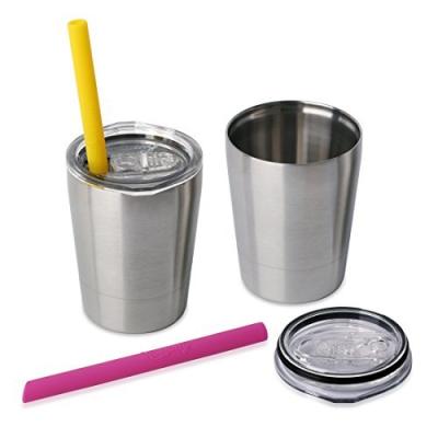 China Sustainable 8oz Double Wall Stainless Steel Kids Tumbler Vacuum Insulated Milk Cup With Straw for sale