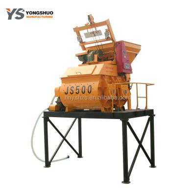 China New js500 Stationary Horizontal forced double shaft concrete mixer machine for sale