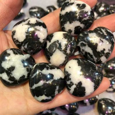 China China Wholesale Natural Crystal Jasper Gemstone Heart White And Black Heart For Love Gift for sale