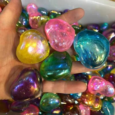 China China Wholesale Natural Angel Aura Heart Crystal Rainbow Electroplating Colored Crystal Heart for sale