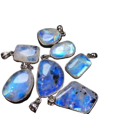 China Wholesale Romantic Blue 925 Sterling Silver Jewelry Necklace Crystal Moonstone Pendant for sale