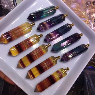 China Wholesale Natural Crystal Perfume Bottle Pendant Decoration Fluorite Essential Oil Beautiful for sale