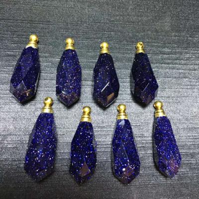 China Crystal Folk Crafts Oil Bottles Wholesale Natural Necklace Stoneware Blue Perfume Bottle Pendant for sale