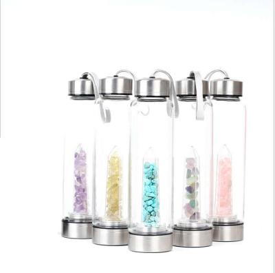 China Wholesale Viable Natural Healing Gemstone Crystal Stones Drinks Infused Elixir Glass Crystal Water Bottle for sale