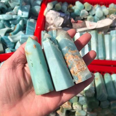 China Wholesale Natural Sky Blue Calcite Crystal Points Healing Crystal Wands From China Sky Blue Crystal Point for sale