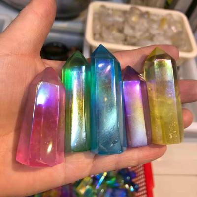 China China Wholesale Electroplating Crystal Point Rainbow Crystal Obelisk Angel Aura Quartz Tower for sale