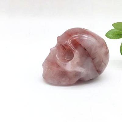 China China Wholesale Hand Carved Crystal Skulls Craft Carving Pink Crystal Head Skulls for sale