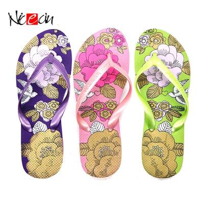 China Lady Cheap Fashion Trend Slipper Africa Market Price Cheap High Quality PE Rubber Beach Slide For Women Flip Flops for sale