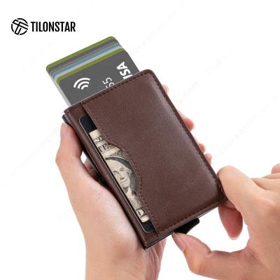 China Normcore/Rfid Minimalist Slim Wallet New Credit Card Fashion Wallet Natural Leather Material Minimalist Blocking Holder For Men's Business Card Case for sale