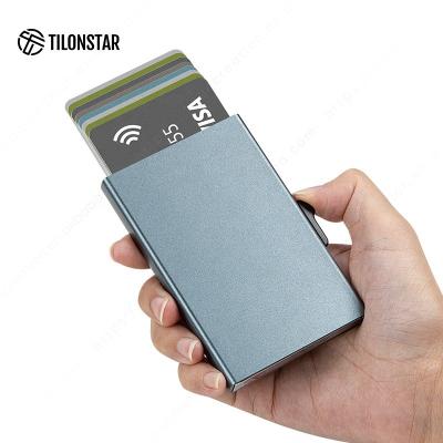 China Normcore / TILONSTAR Minimalist Minimalist Wallet Credit Card Holder Aluminum Pop Up Slim Wallet Business Card Holder Case for sale