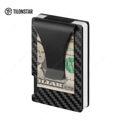 China Normcore/Minimalist RFID Wallet Carbon Fiber Men's Wallet Aluminum Business Card Holder Clip Business Card Holder Case for sale