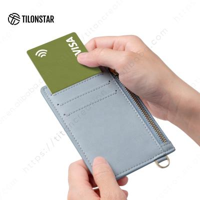 China TILONSTAR Anti-theft Small Women RFID Blocking Multi Card Case Wallet With Zipper Coin Pocket Card Holders Leather for sale