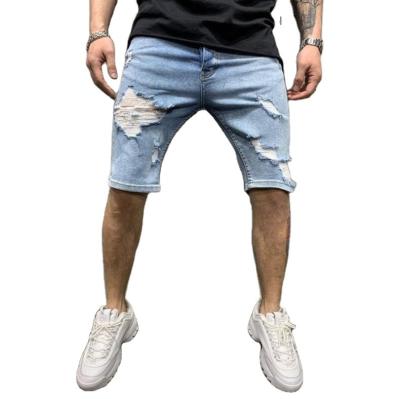 China Best selling high quality breathable fashion slim ripped jeans for men stylish cropped jeans men ripped jeans for sale