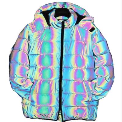 China Custom Made Men's Hooded Hooded High Street Rainbow Breathable Winter Reflective Jacket Plus Size Jackets for sale