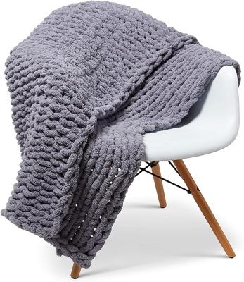 China Soft Chunky Knit Therapy Factory Supply Directly Throw Chenille Cable Summer Blanket Handmade Air Conditioning Weighted Blanket for sale