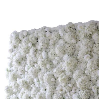 China Good Quality 3d Rose Plastic Leaves Wedding Decorative flower wall flower wall artificial even white silk floral tree base+silk various fabric for sale