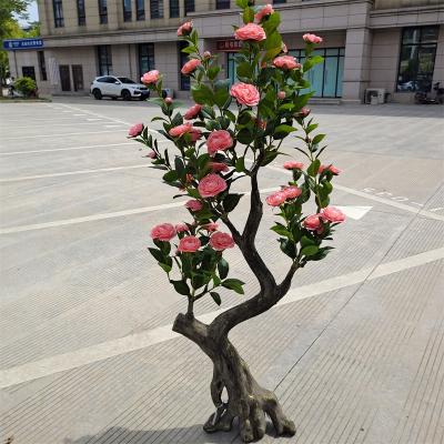 China Large Touch 1.7m Natural Plant Indoor And Outdoor Landscape Bonsai Wedding Decoration Hotel Office Artificial Rose Camellia Tree for sale