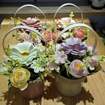 China Beautiful colorful artificial flower wooden box wedding background photo props home office aquatic plant decoration simulation plants for sale