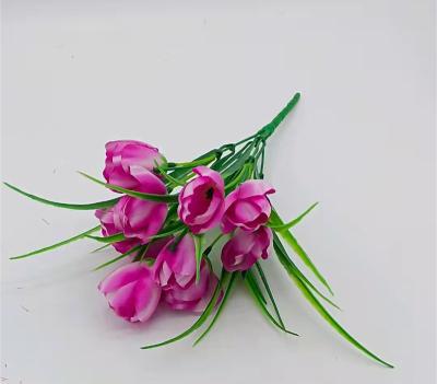 China New Wholesale 6 Natural Fork Touch Bottom Wedding Props Arch Decoration Home Office Tulip Artificial Flowers for sale