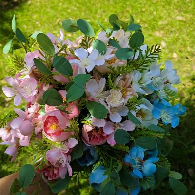 China Natural Touch 5 Fork Wedding Background Props Arch Decoration Home Office New Leaf Peony Artificial Flower for sale