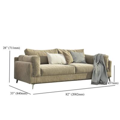 China Sofa Bed Contemporary Upholstered Sofa Couch Beige Faux Suede for sale