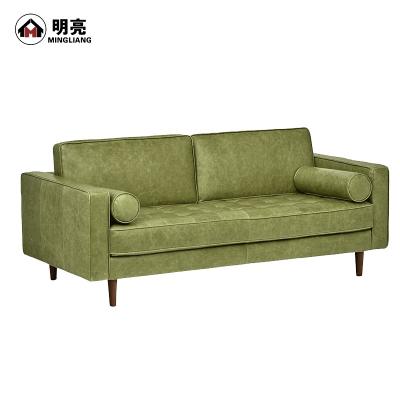 China Accept Custom Make Faux Leahter Adorned Mid Century Modern Loveseat Sofa, Green for sale