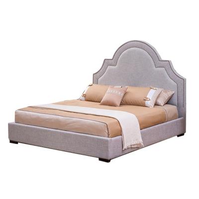 China Modern European Double Headboard Bedroom Furniture Lighted Luxury Bed With Headboard Canvas Fabric Bed for sale