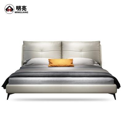 China (Other)Adjustable Modern European Luxury Bed With Headboard Faux Leather Cove Bedroom Furniture for sale