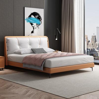 China All Size 180x200cm Queen Size Available Leather Upholstery Soft Bedroom Furniture Wooden Frame Bed Solid Wooden Beds for sale