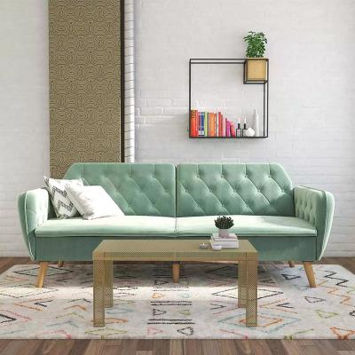 China High Quality Fabric Extended Sofa Bed Wheatgrass Velvet (Bedroom Others) 2021 Modern Stylish Tufted Adjustable Futon Sleeper for sale