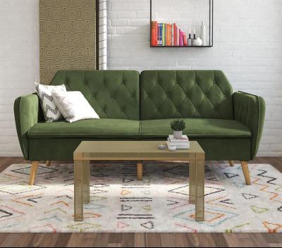 China Tufted Futon Sofa Cum Bed Olive Green Sofa Bedroom Furniture Modern Foam Living Room Fashion Sleeper for sale