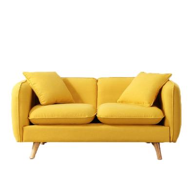 China Other Hot Sale New Fashion Simple Living Room Loveseat Elegant Fabric 2-Seater Sofa Couch Home Furniture Yellow for sale