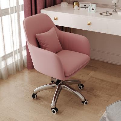 China Contemporary Adjustable Revolving Desk Chairs Simple Design High End Fabric Revolving Chair Home Office Furniture Pink for sale