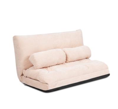 China Expandable Multifunctional Foldable Lazy Sleeper Bed Sofa, Adjustable Floor Sofa Couch with 2 Pillows, Pink for sale