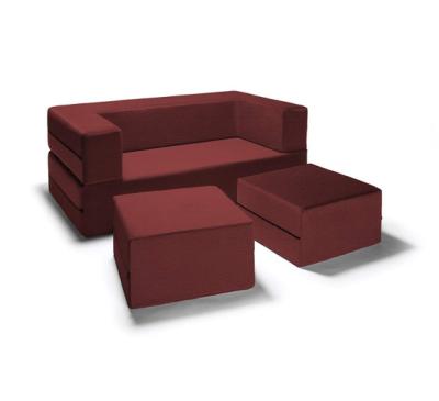 China Stretch Flexible Lazy Floor Sofa Bed For Bedroom, Convertible Folding Futon Sofa With Ottomans, Floor Wine Red for sale