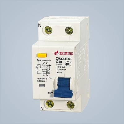 China ZM30LE-63 MCB Circuit Breaker Residual Current 1P N C Curve 50Hz for sale