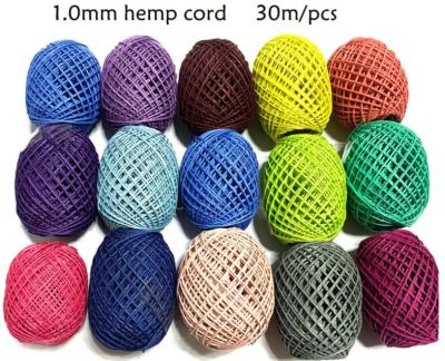 China Viable 1mm Colorful Hemp Rope Waxed Twisted Natural Hemp Rope Hemp Rope For DIY for sale