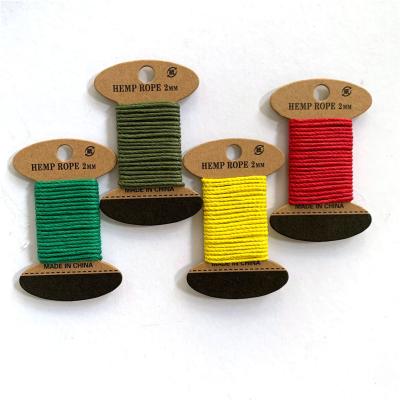 China Wholesale Sustainable 2mm Multi Colored Hemp Rope Braided Hemp Rope Decorations Macrame Rope Waxed Rope For DIY for sale