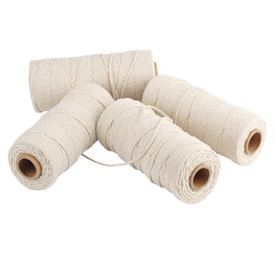 China Sustainable Natural Color Macrame Cotton Tie 1mm-10mm 4 Strands 3 Strands Durable Cotton Twisted Rope Cotton Macrame Yarn for sale