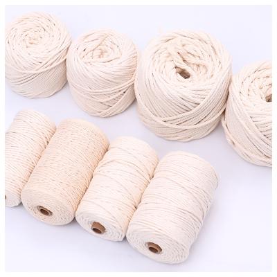 China DIY Braided Cotton Macrame Rope Twisted Cotton Rope 1mm-10mm Natural Viable Strands 4 Color Macrame Cotton Rope for sale