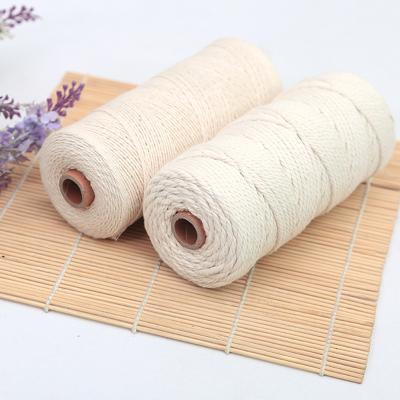 China Color Viable Natural 1mm-10mm Cotton Twisted Tie 4 Strands 3 Strands Macrame Cotton Rope Durable Cotton Macrame Yarn for sale