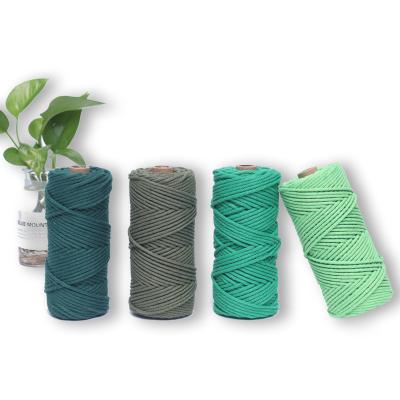 China Hot-selling Multi Colored Macrame 4mm Sustainable 3 3mm Cotton Rope Twisted Cotton Rope Strands 4 Lick Macrame Cotton Rope for sale