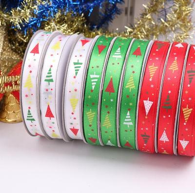 China Faille 2cm 2.5cm High Tenacity Gift Ribbon Factory Christmas Ribbon Factory Hot Stamping Hot Stamping Printing Satin Ribbon for sale